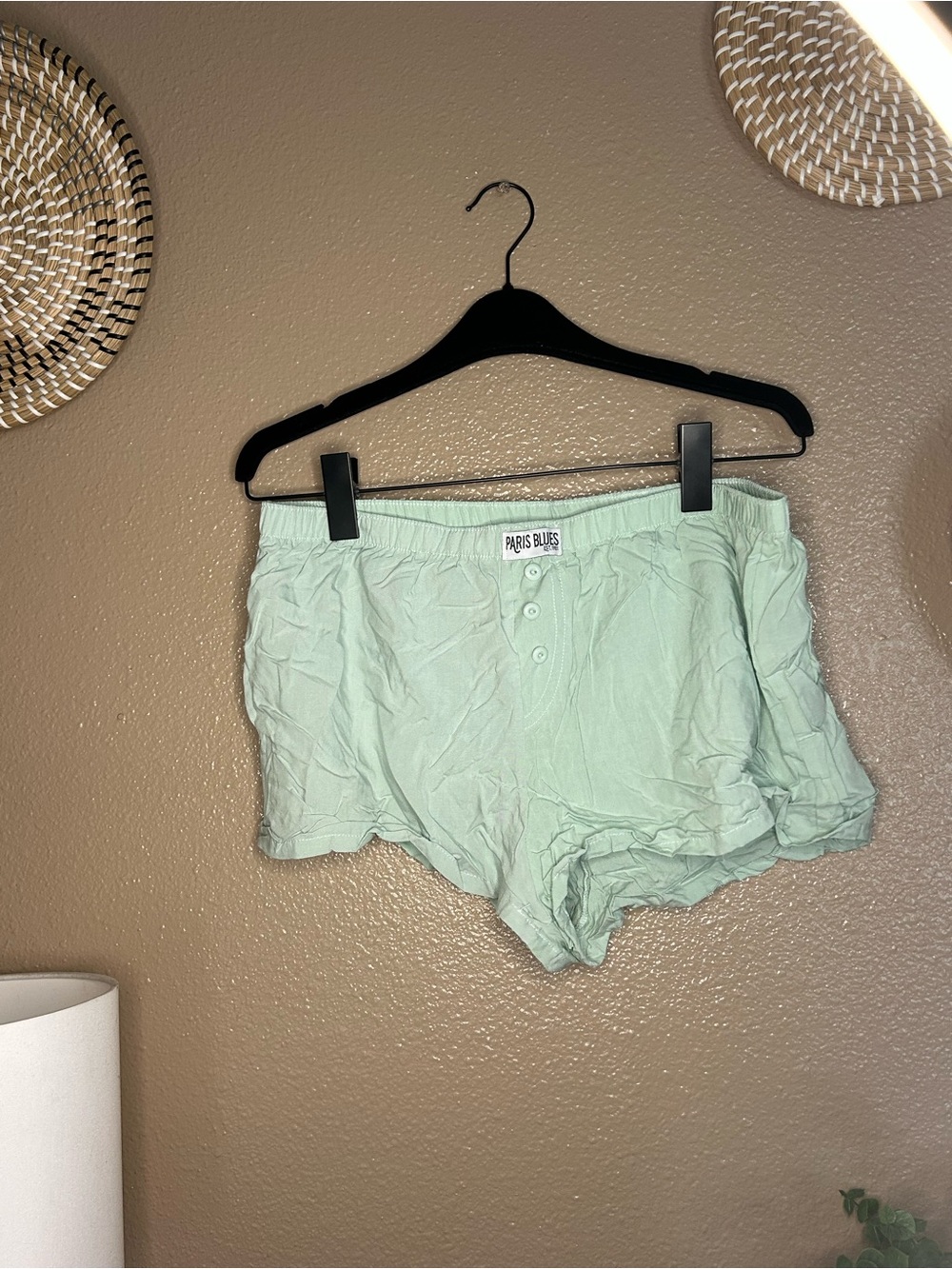 Paris Blues Mint Green & Pink Button-Front Lounge Short Set